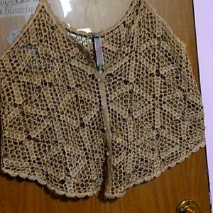 Crocheted lace button-down vest top by Pretty Angel; one size fits most